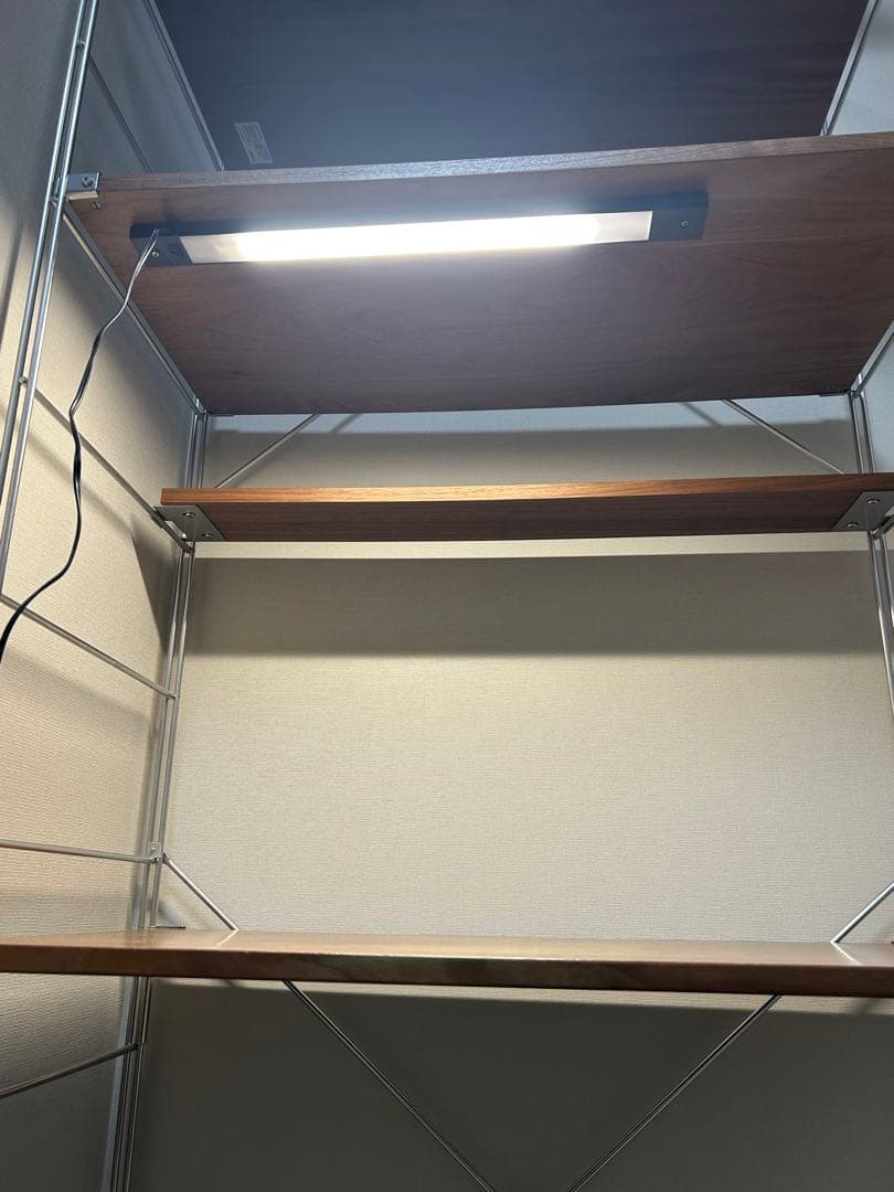 無印良品　ステンレスユニットシェルフ　ラック　照明付きデスク　ウォールナット材