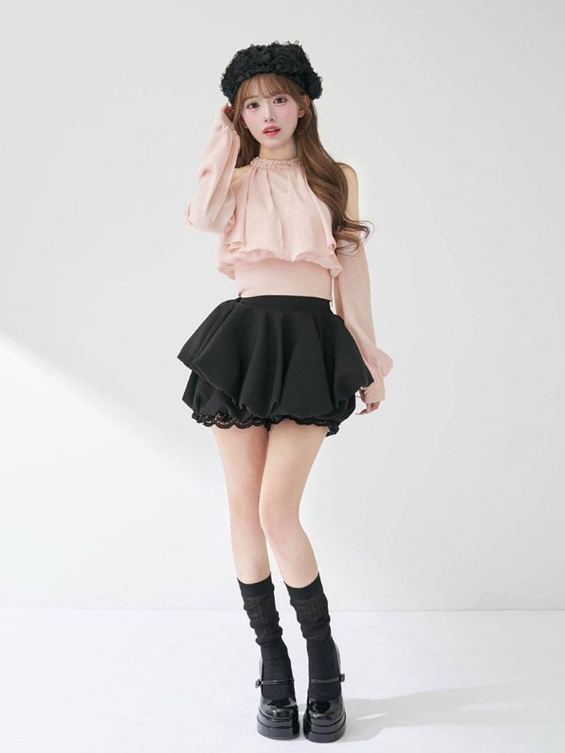 ダーリッチ パールネックアメスリブラウス 新品 ピンク