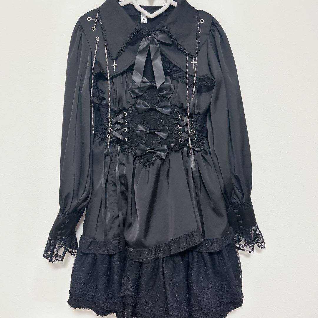 ゴシックロリータ ジャンパースカート 黒 ゴスロリ ロリータ