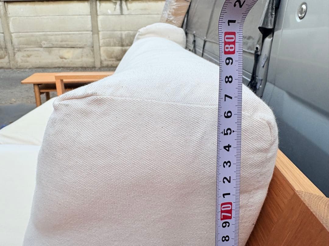 無印良品 2.5シーター ソファ フェザーポケットコイル オーク材フレーム