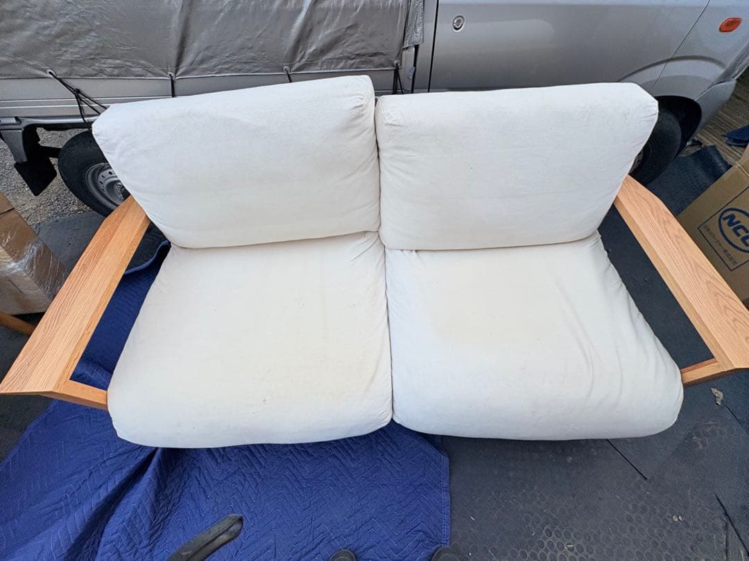 無印良品 2.5シーター ソファ フェザーポケットコイル オーク材フレーム