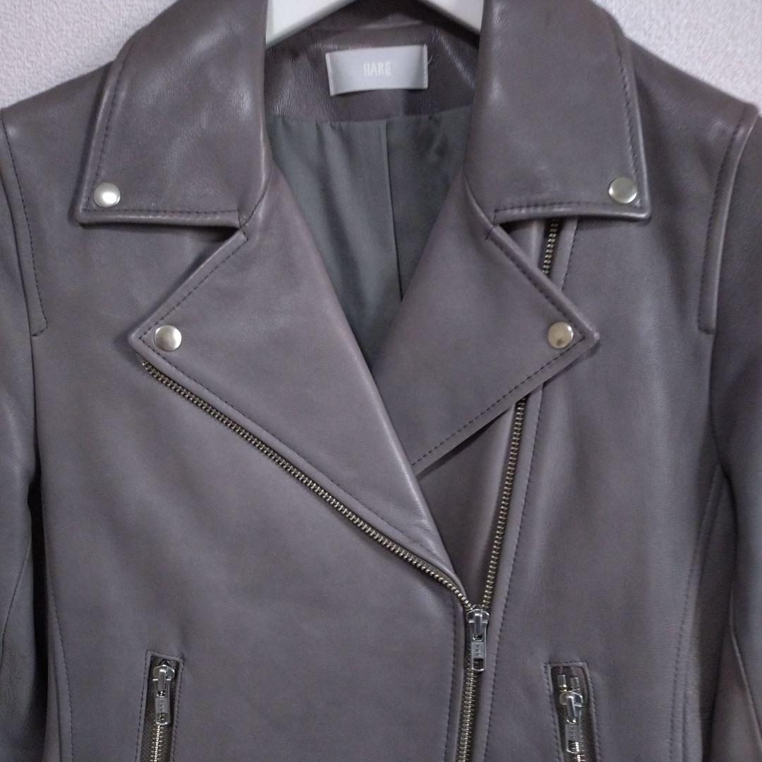 HARE グレー シングルライダースジャケット