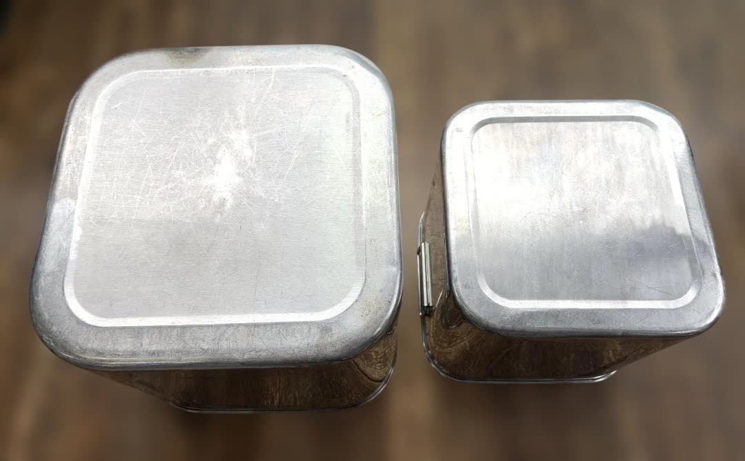 ユキワ 18-8ステンレス 角深型キッチンポット 5個セット 手・目盛・蓋付 ③