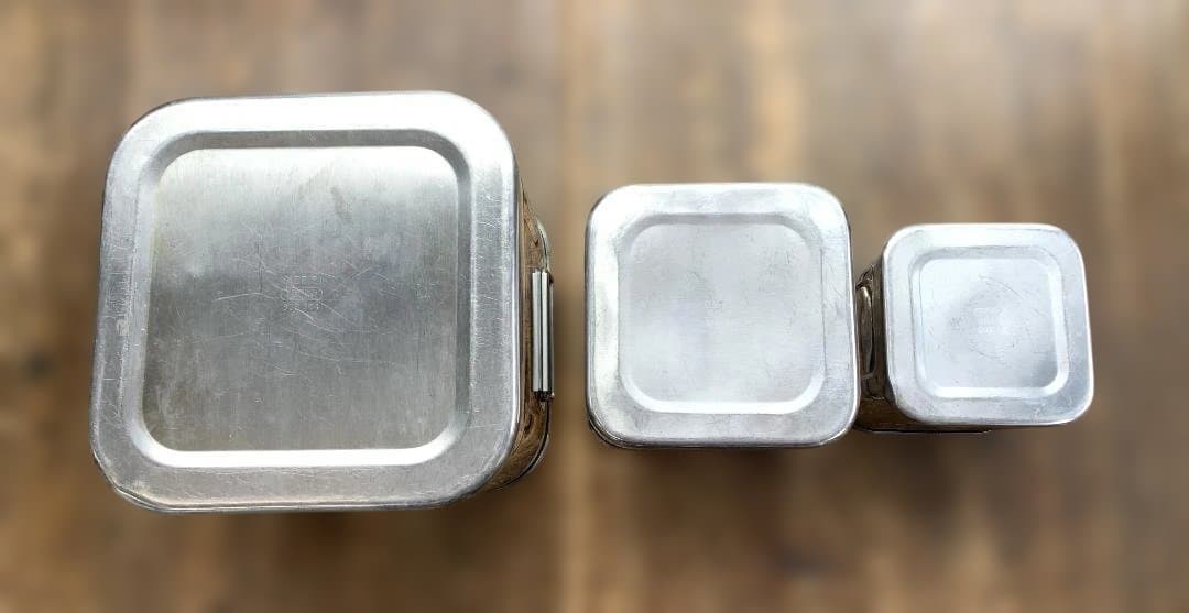 ユキワ 18-8ステンレス 角深型キッチンポット 5個セット 手・目盛・蓋付 ③