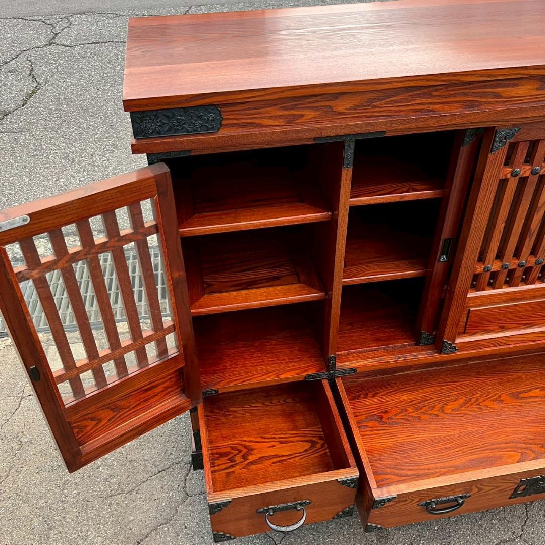 古民家 家具 水屋箪笥 民芸箪笥 木製 収納棚 時代家具 A0850