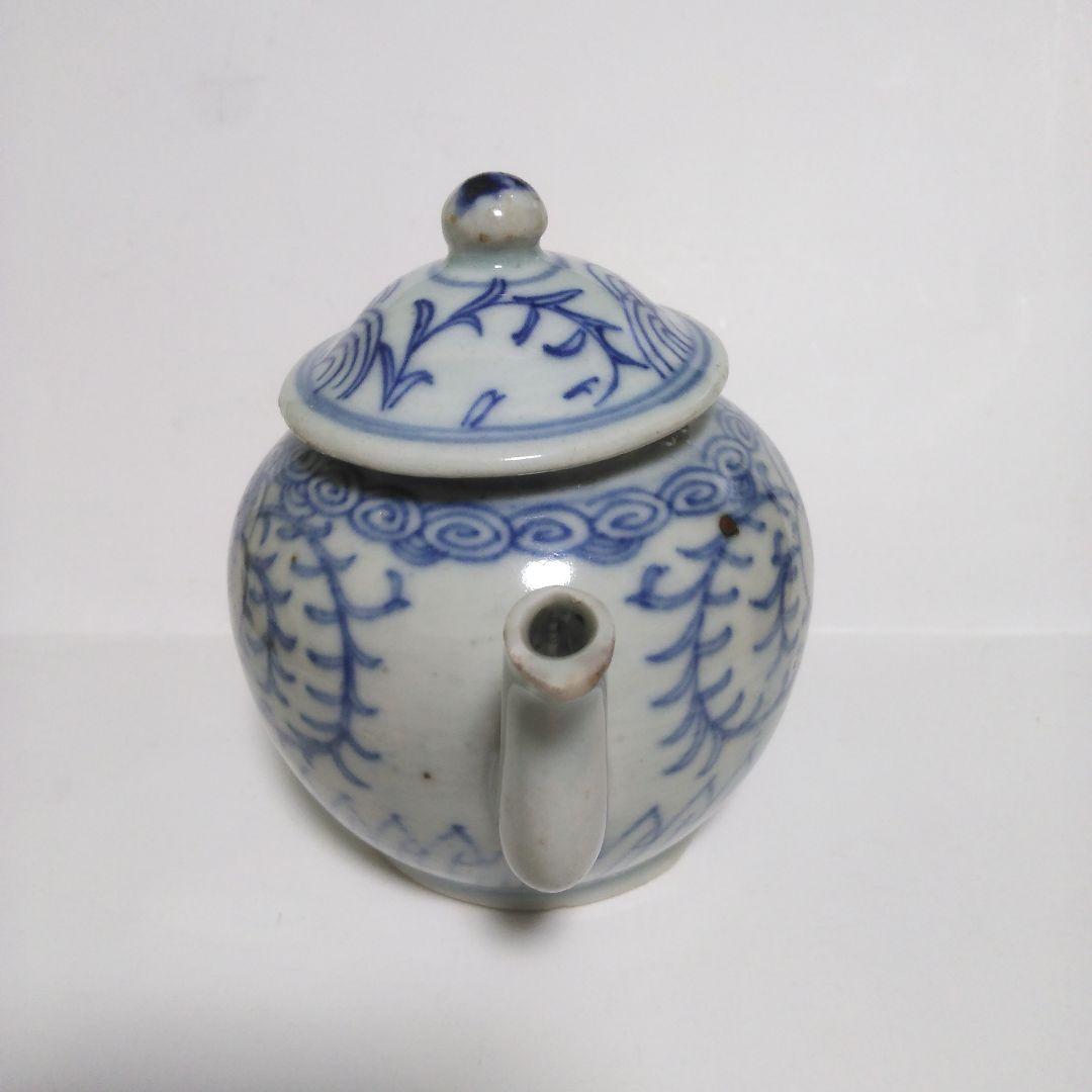 中国美術 清時代 青花染付 後手急須 古美術 茶道具 煎茶道具 陶磁器 骨董