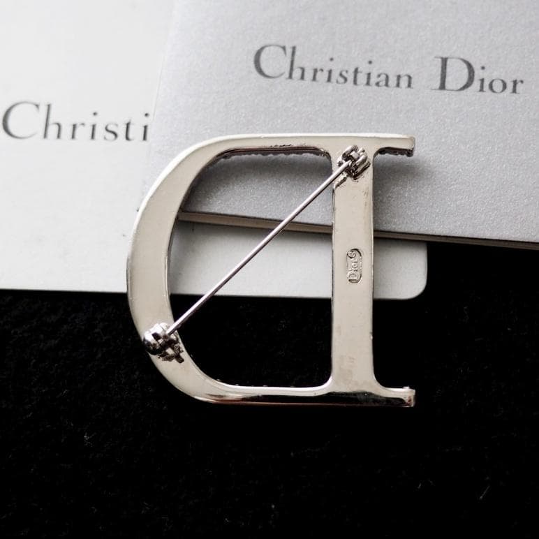 Dior ディオール ブローチ Dロゴ シルバー ラインストーン