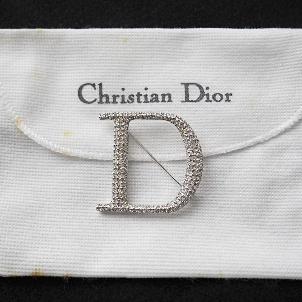 Dior ディオール ブローチ Dロゴ シルバー ラインストーン
