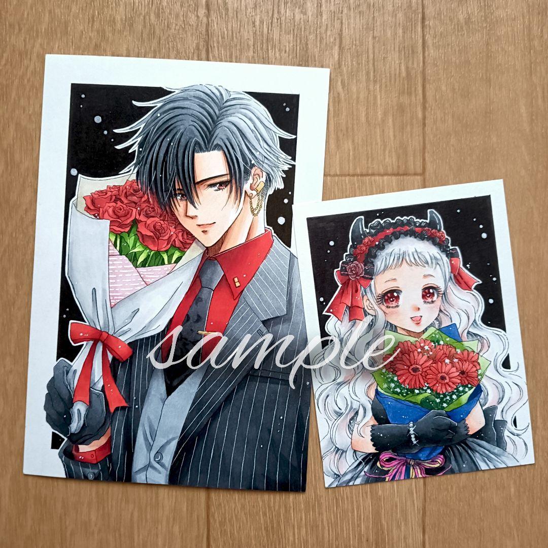 手描きイラスト　オリジナル　葉書サイズ