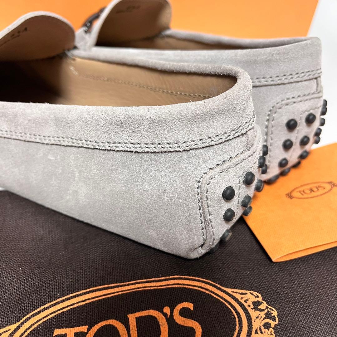 トッズ☆新品☆TOD’sメンズ レザー ゴンミーニ/グレー25.5cmローファー
