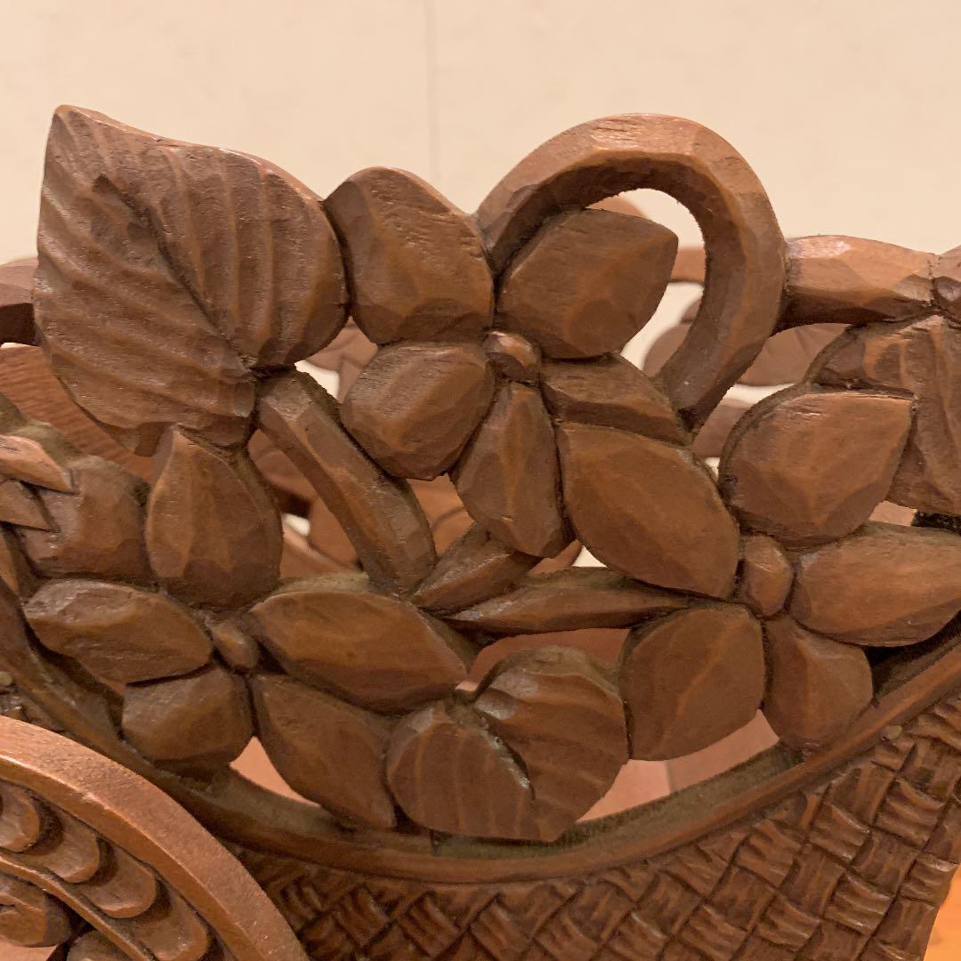 スミレ　手押し車　花籠　花車　木製　ヴィンテージ