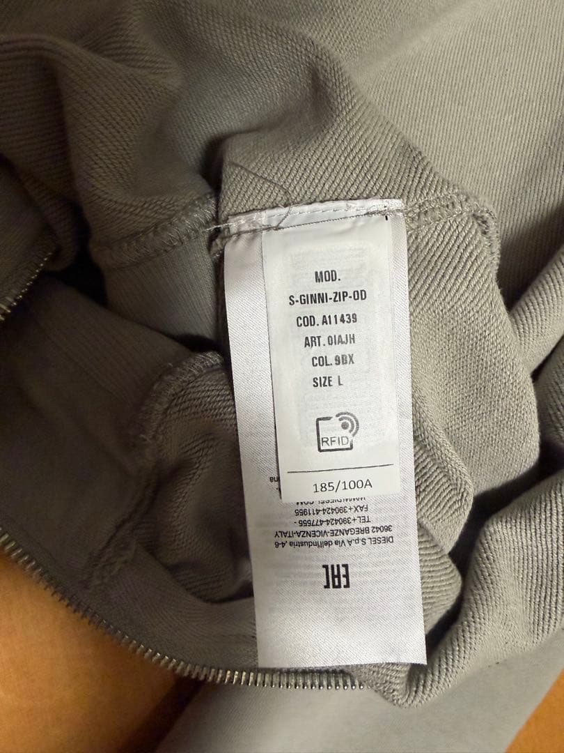 DIESEL グレージップトレーナー