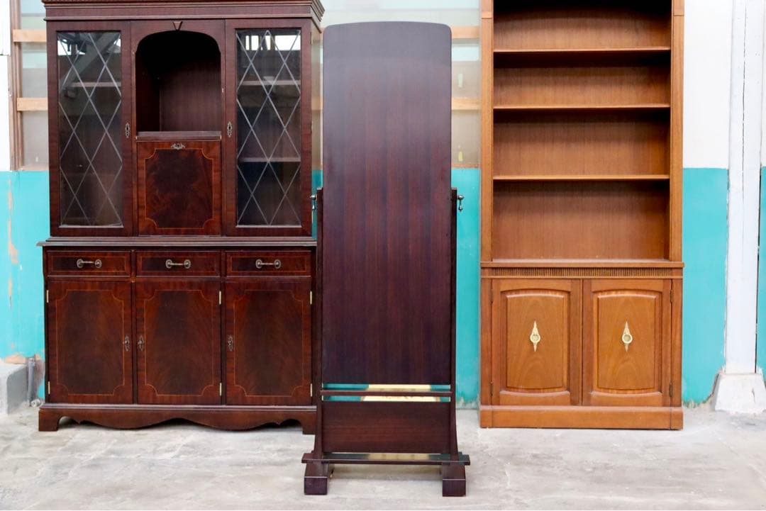 GMIH117○スタンドミラー 全身鏡 ミラー 姿見 鏡 木製フレーム レトロ