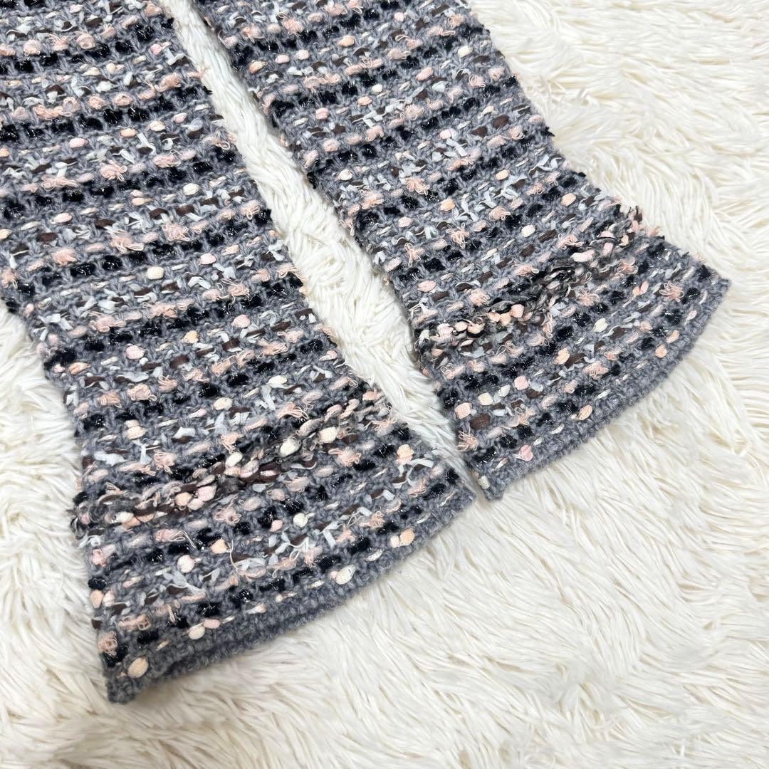 Reneルネ　ノーカラージャケット ニット パール ビジュー ダブルジップ 34