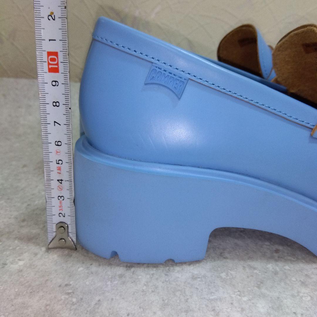 美品CAMPER カンペール 水色 厚底ローファー37