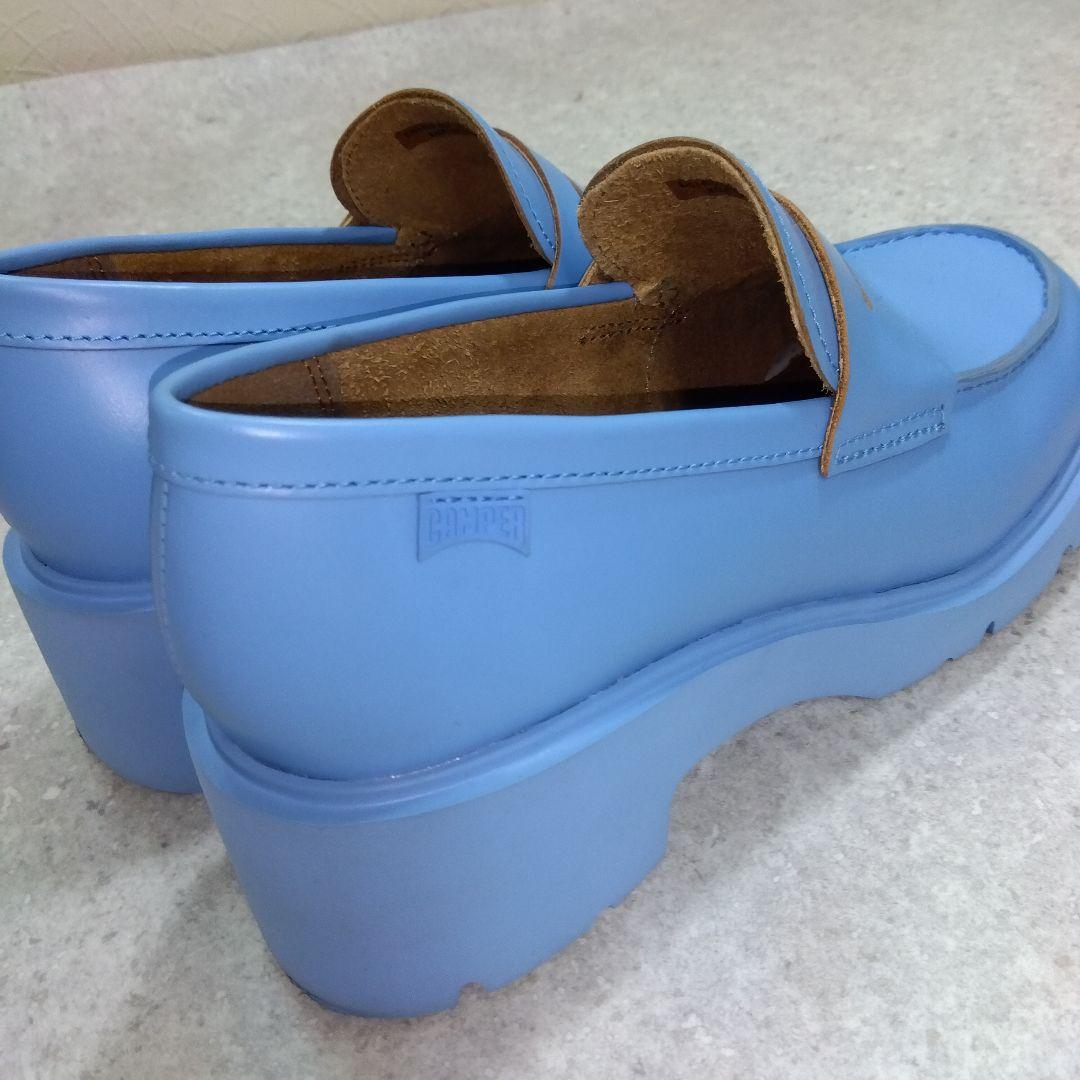 美品CAMPER カンペール 水色 厚底ローファー37