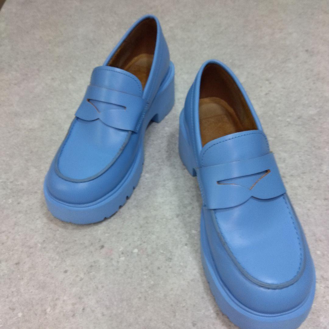 美品CAMPER カンペール 水色 厚底ローファー37