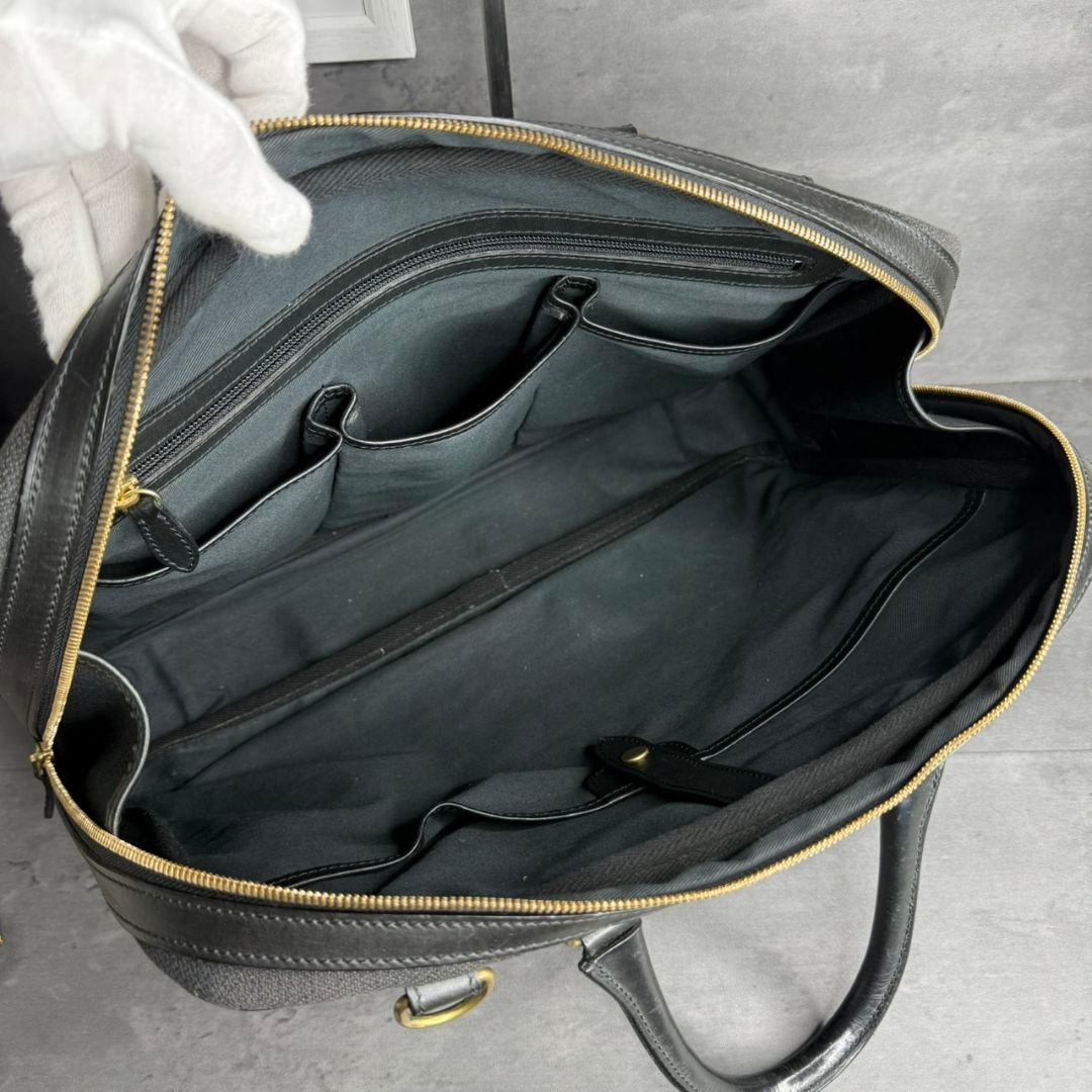 【入手困難】万双 レザー キャンバス コンビ 天ファスナー ブリーフケース