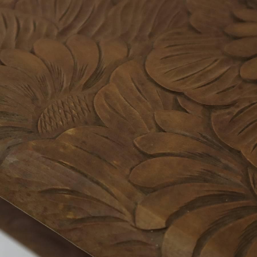 伝統工芸 日光彫 花文 サイドテーブル 花台 幅60cm 棚板付き