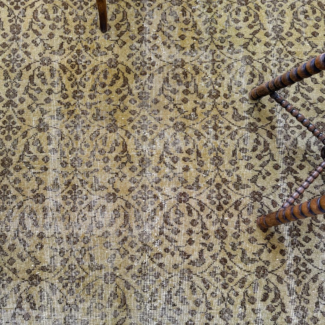 トルコ ヴィンテージラグ A125超大判 オリーブ カーキグリーン オーバーダイ