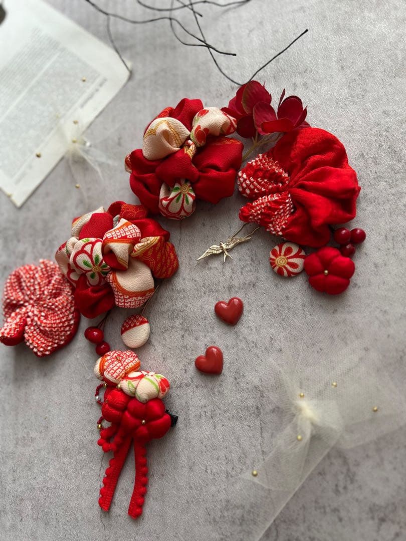 6*様 七五三　七五三髪飾り　ヘッドドレス　着物髪飾り　リメイク髪飾り　056