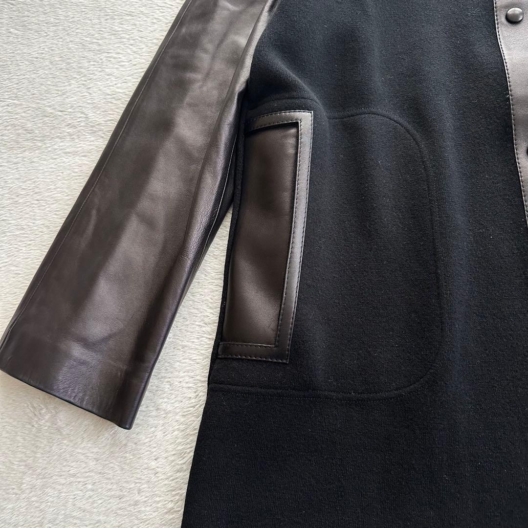 美品　現行　サルヴァトーレフェラガモ　ラムレザー　コート　ガンチーニ　シルク混