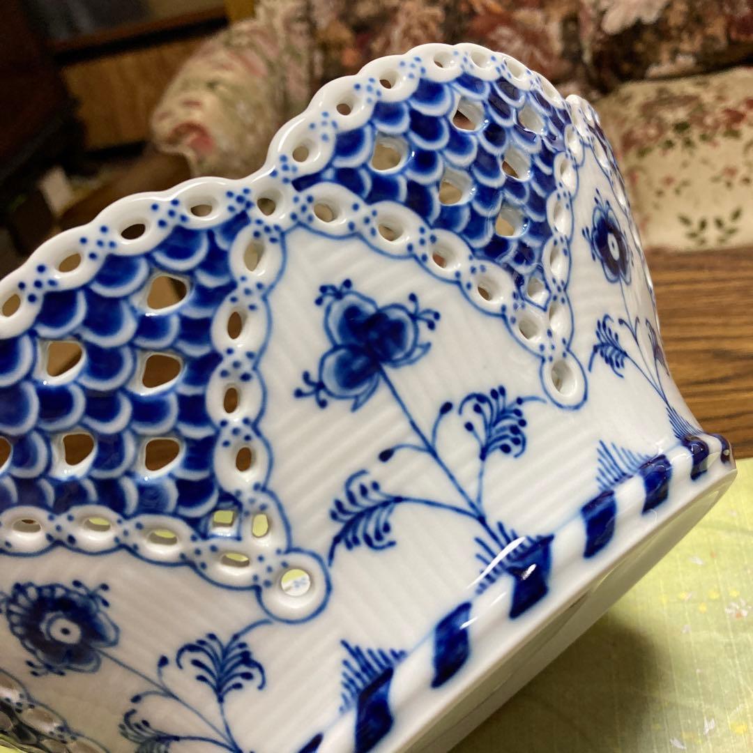 ロイヤルコペンハーゲン　ブルーフルーテッドダブルレース　フルーツボウル