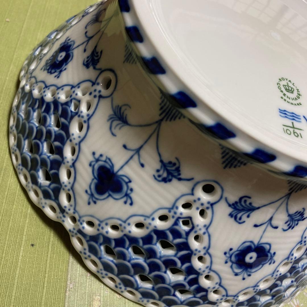 ロイヤルコペンハーゲン　ブルーフルーテッドダブルレース　フルーツボウル