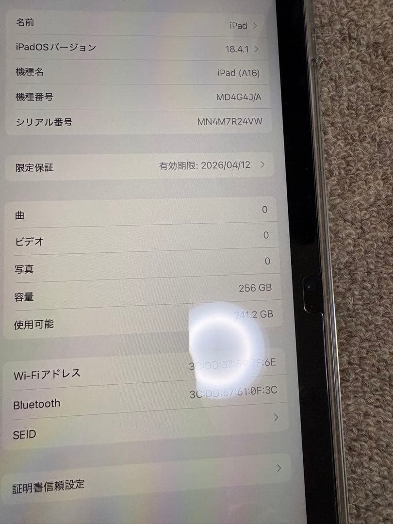 Apple iPad 第11世代 A16 256GB Wi-Fi Silver