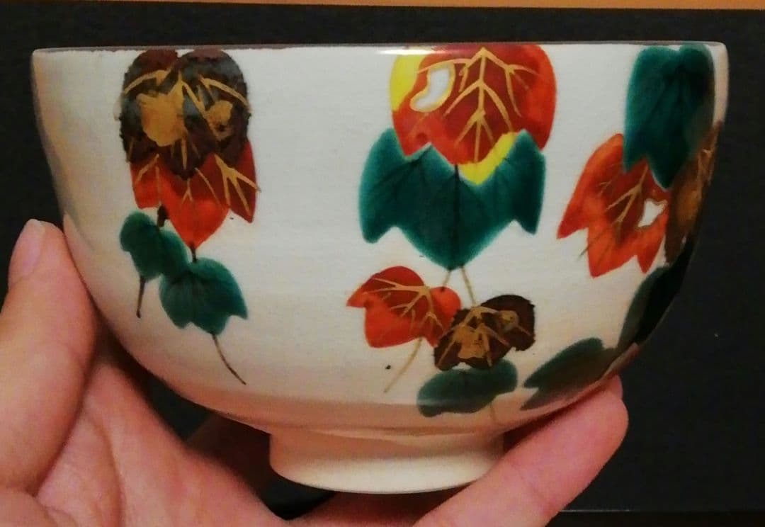 大徳寺書付　福森阿也作　乾山写　色絵　茶碗　共箱　共布　茶道具