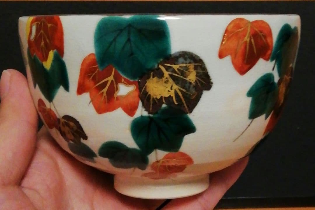 大徳寺書付　福森阿也作　乾山写　色絵　茶碗　共箱　共布　茶道具