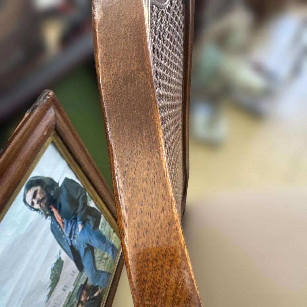 ラタンバック 木製ダイニングチェア　猫脚