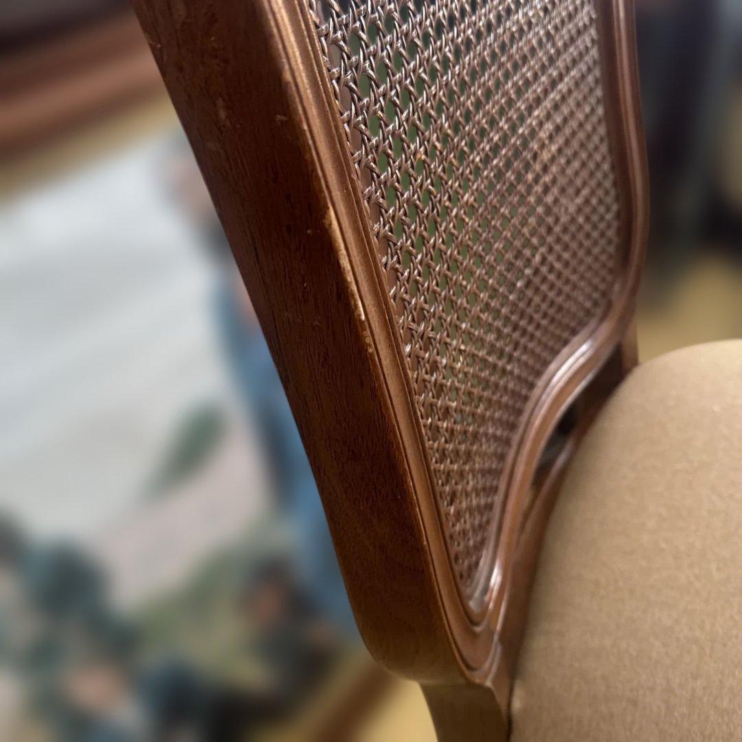 ラタンバック 木製ダイニングチェア　猫脚