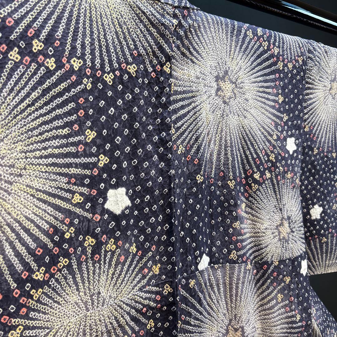 【超美品】有松絞り ゆかた 花火柄【お仕立て上がり】