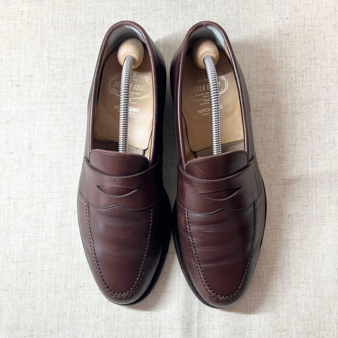 美品★スコッチグレイン ローファー ビジネスシューズ 本革 定番型 幅広