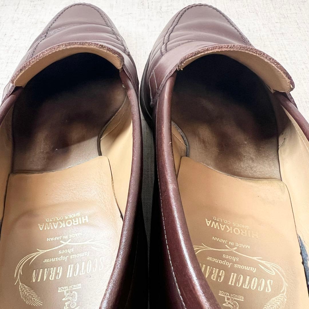 美品★スコッチグレイン ローファー ビジネスシューズ 本革 定番型 幅広