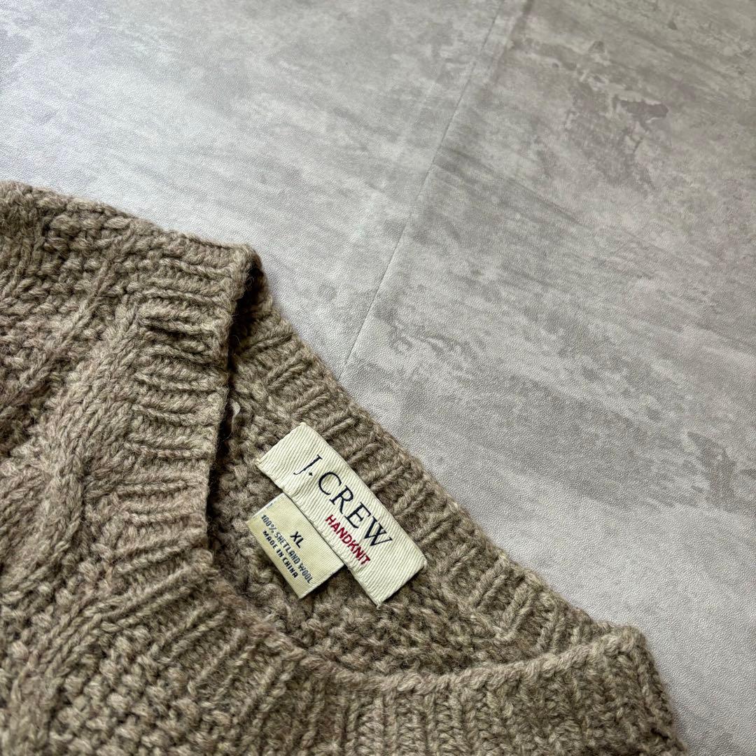 00s J.CREW アラン編み ウールニット ハンドニット 手編み ケーブル
