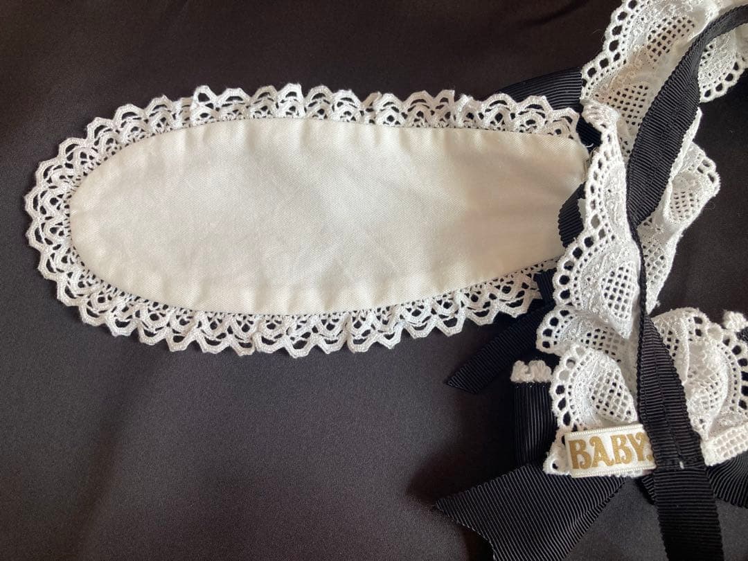 ♡うさくみゃちゃんのうさみみヘッドドレス♡黒×オフ白レース×黒リボン♡