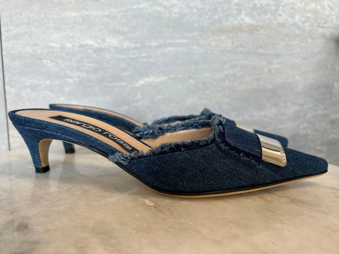 sergio rossi デニム ミュール セルジオロッシ 38 サンダル