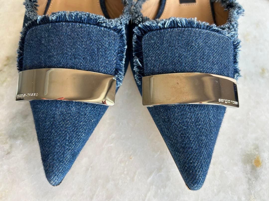 sergio rossi デニム ミュール セルジオロッシ 38 サンダル
