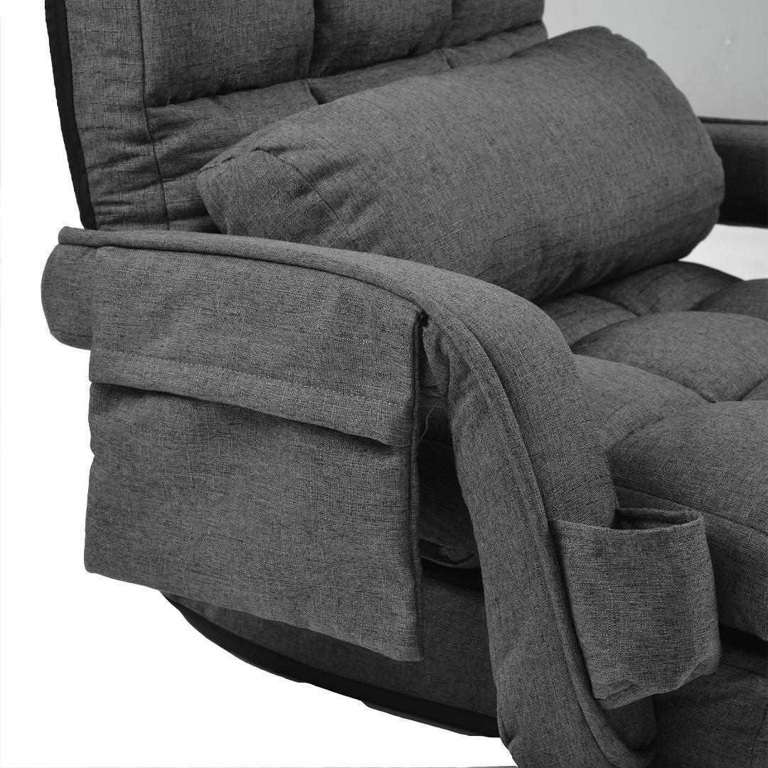 座椅子リクライニング14段ギア リクライニングチェアーコンパクト【ダークグレー】