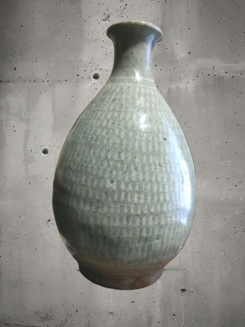 高麗青磁　李朝　象嵌　時代物　徳利　花入　骨董アンティーク