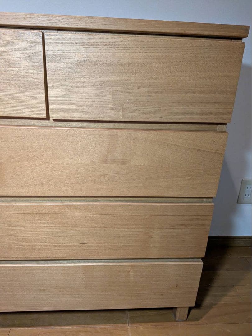 ■送料込■無印 木製チェスト タモ材 4段ワイド 衣類収納 廃盤 タンス 棚