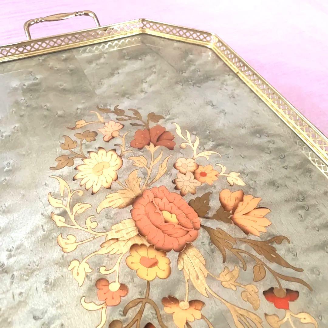 イタリア製　象嵌トレイ　アンティーク