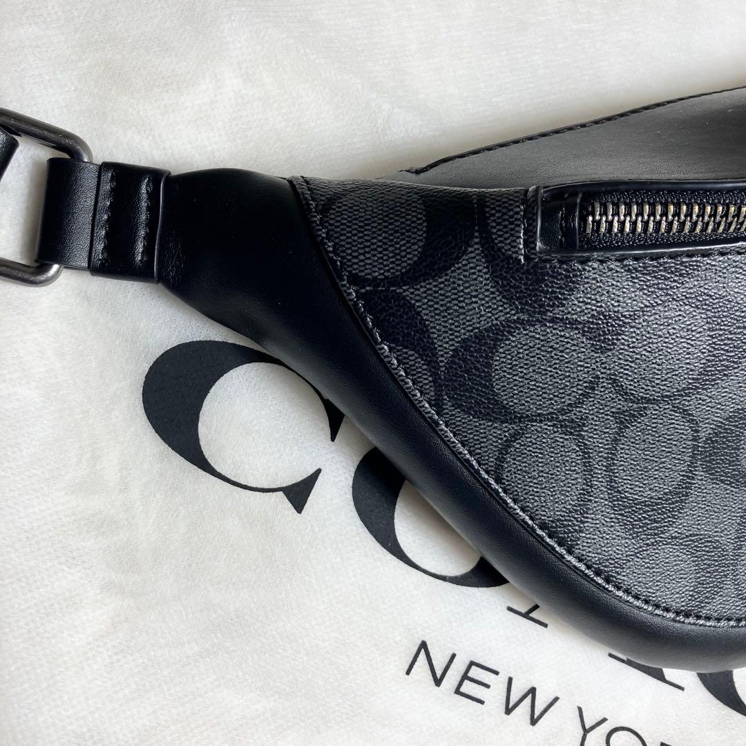 COACH＊ウエストバッグ シグネチャー チャコールレザー