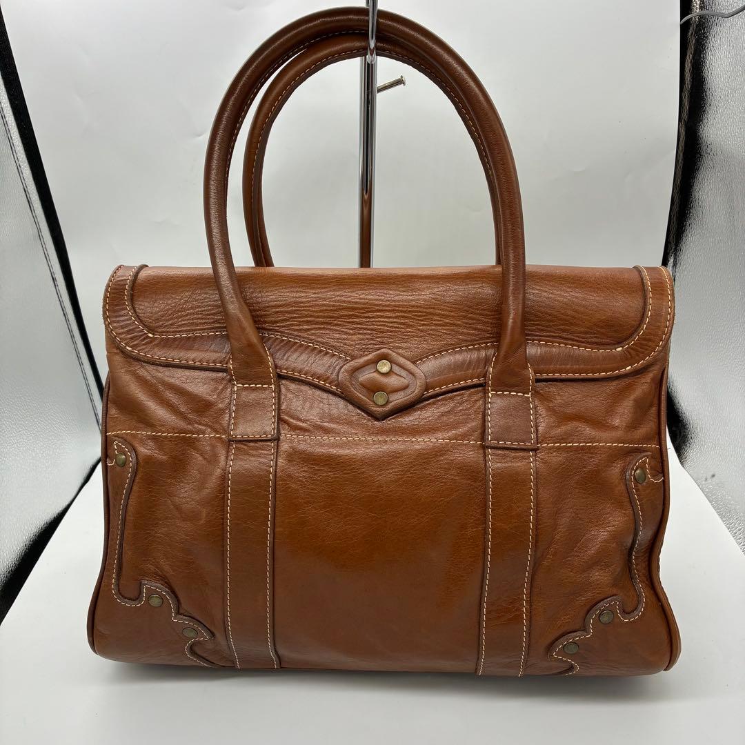 良品】inci ハンドバッグ　トートバッグ　ブラウン　レザー　ターンロック
