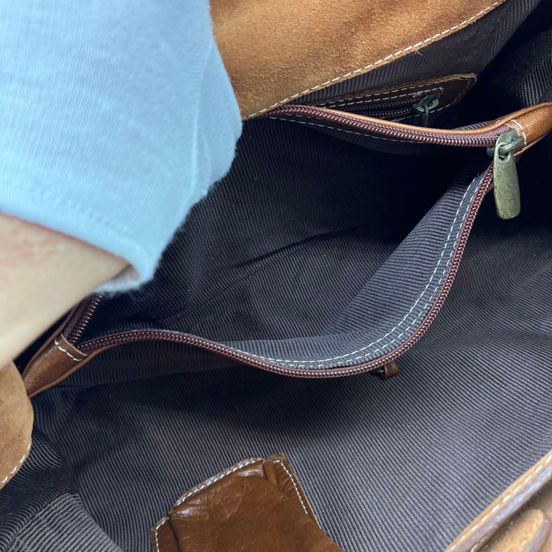 良品】inci ハンドバッグ　トートバッグ　ブラウン　レザー　ターンロック