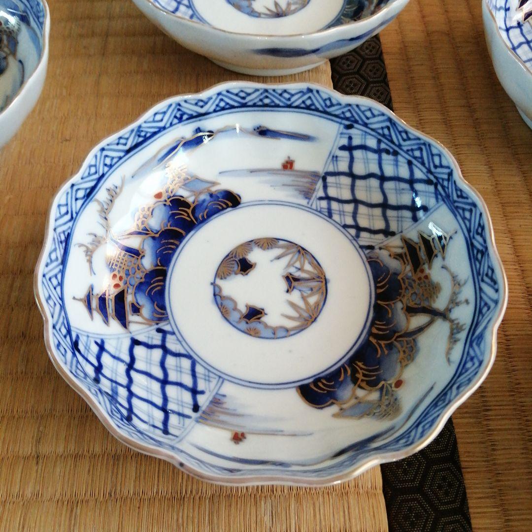 伊万里　染付金彩膾皿　17客　15cm　幕末〜明治期