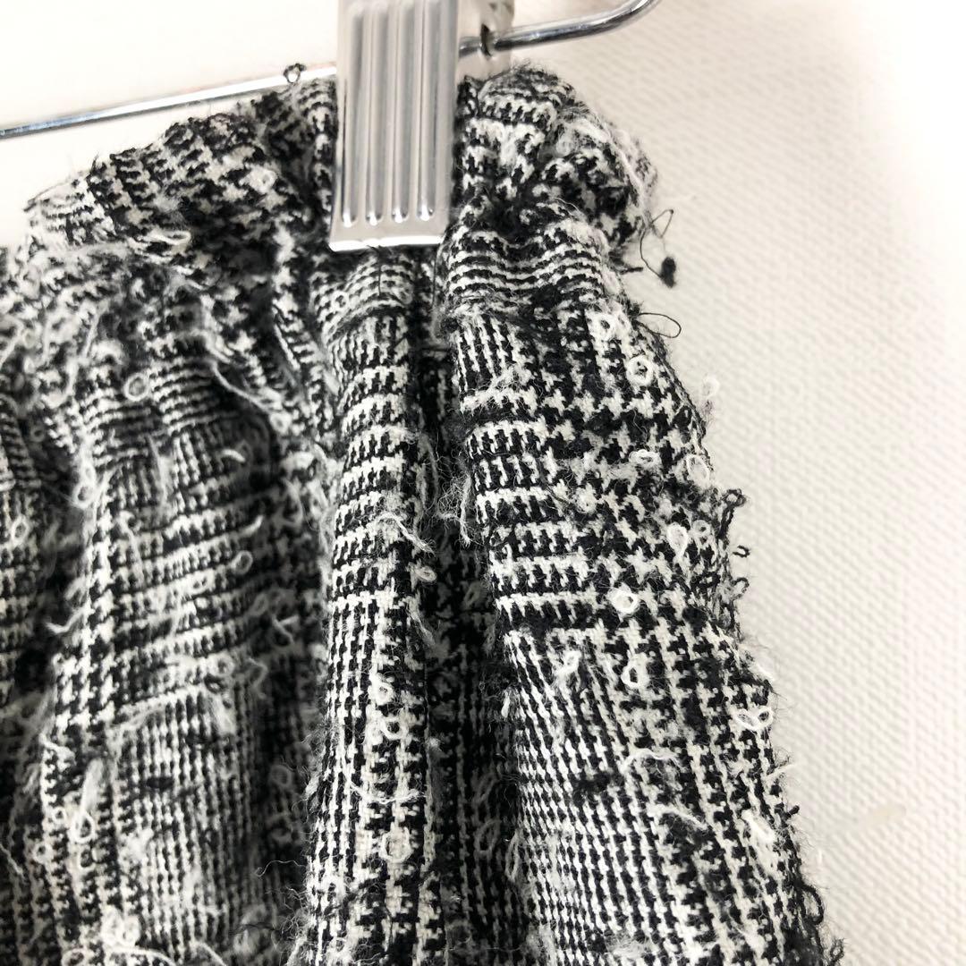 Y's ワイズ 2020AW PRE ほつれ加工 グレンチェックワイドパンツ 黒