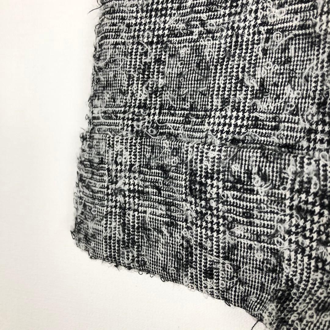 Y's ワイズ 2020AW PRE ほつれ加工 グレンチェックワイドパンツ 黒